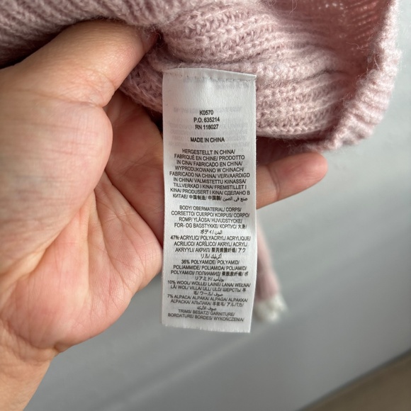 Boden Light Pink Lace Trim Ribbed Knit Sweater - Picture 3 of 5